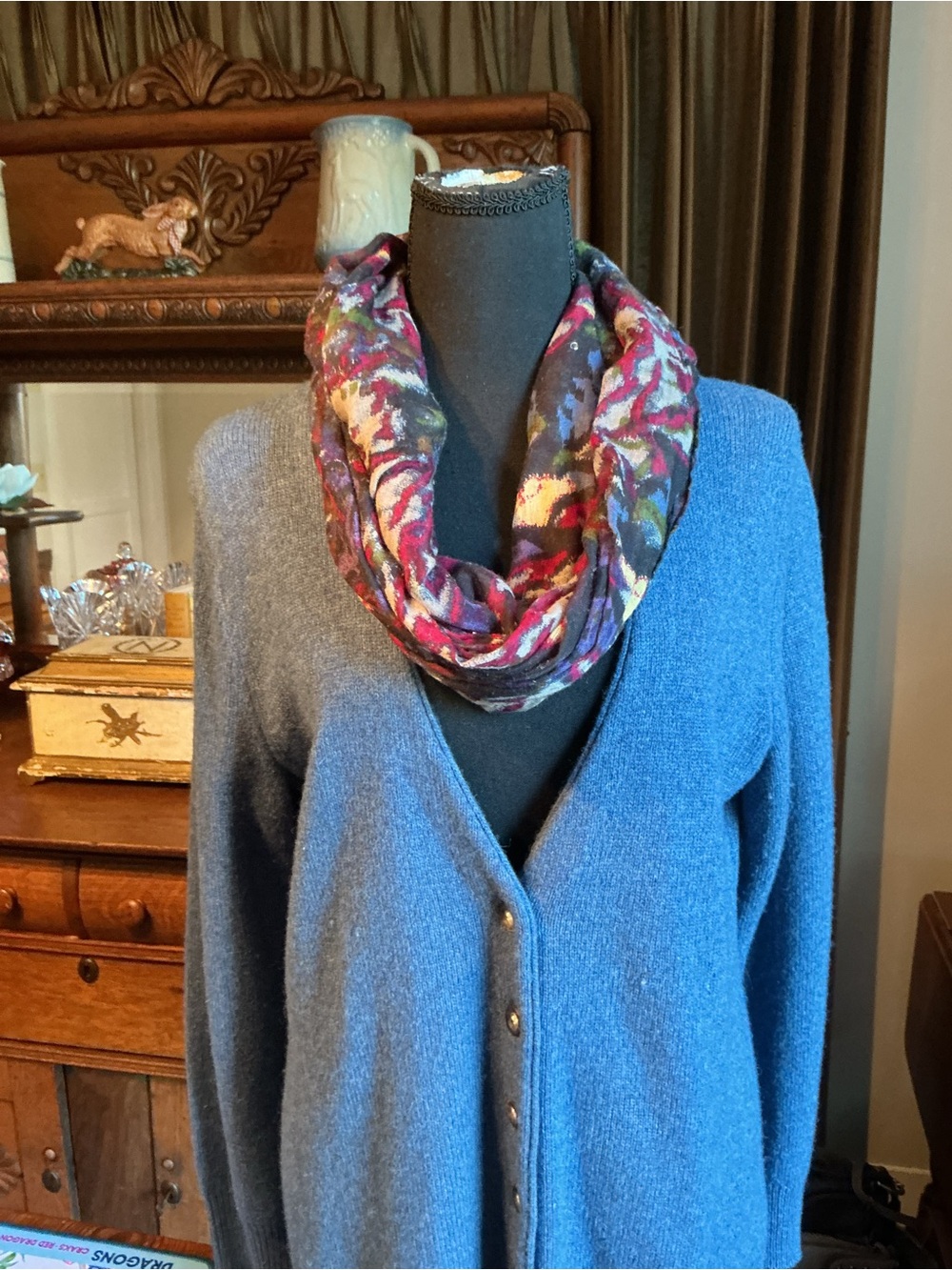 Pendleton Women’s Lamb’s Wool Heather Blue CARDIGAN L